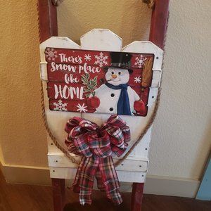 Rustic Christmas Holiday Sled - Porch Leaner